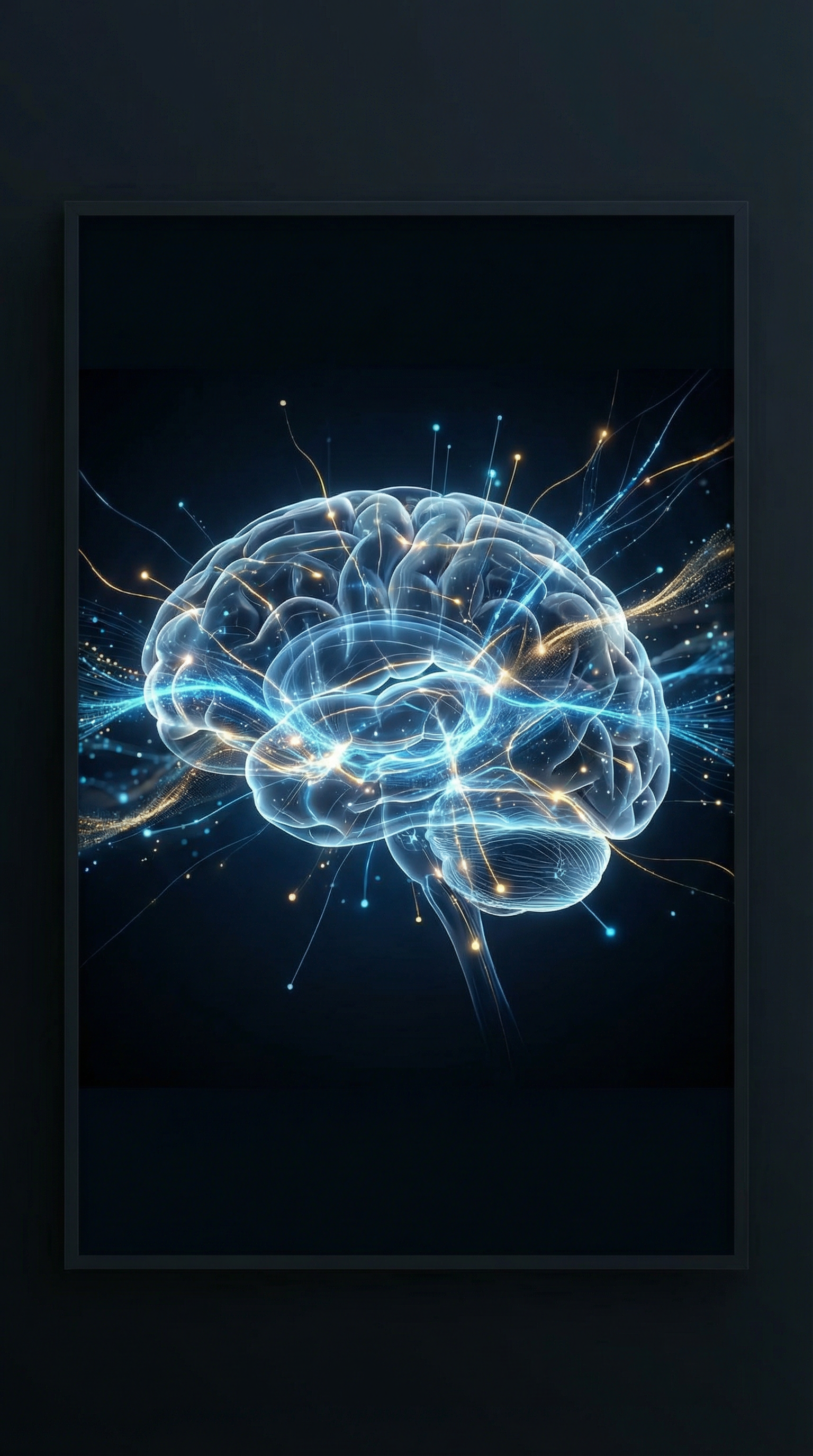 Abstract illustration of neural pathways in the brain lighting up and forming new connections.